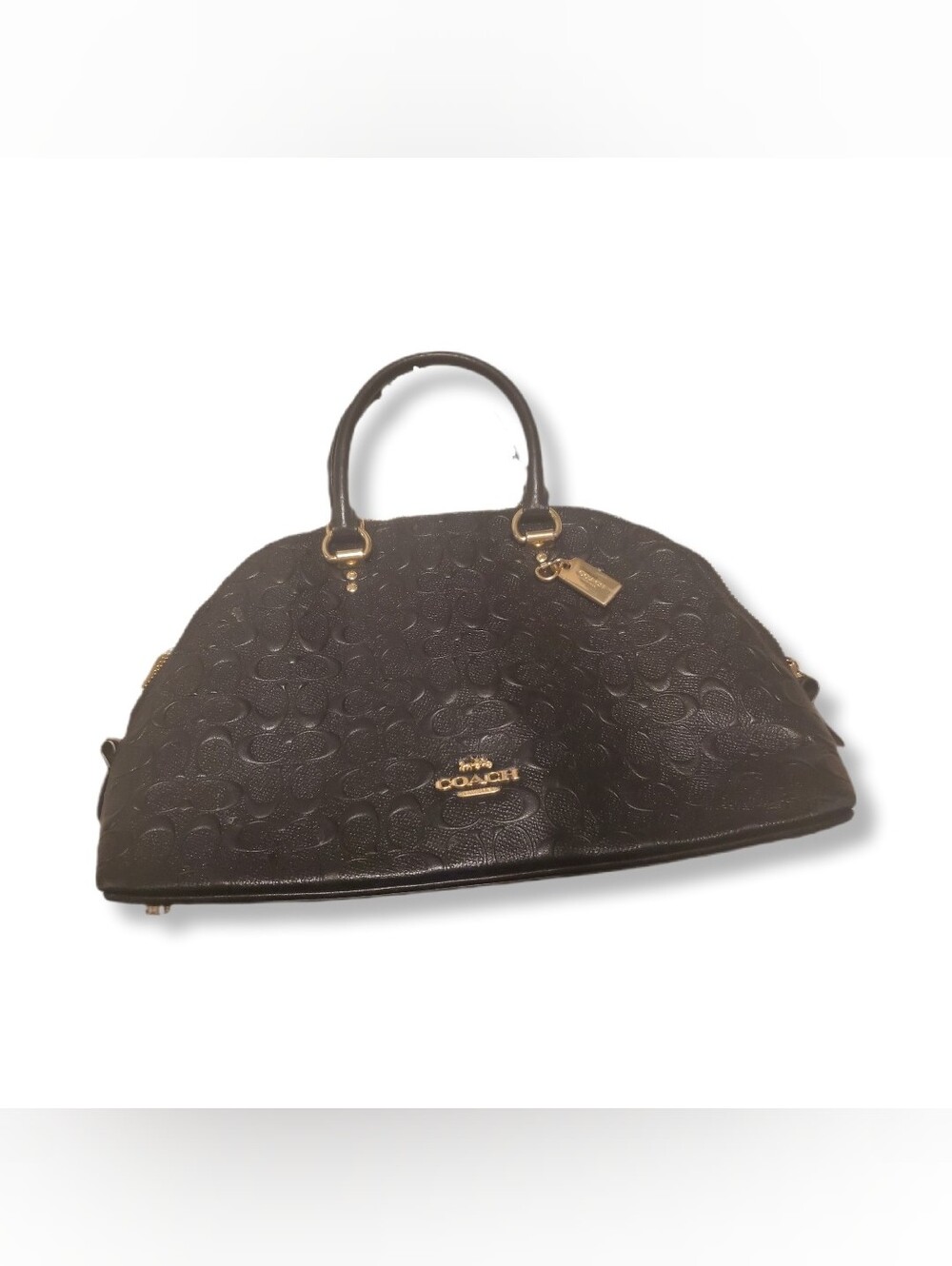 Coach Black Embossed Leather Satchel with Gold Hardware